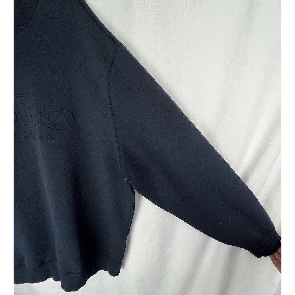 POLO RALPH LAUREN Aviator Navy Double-Knit Embossed Sweatshirt Mens XXL Crewneck